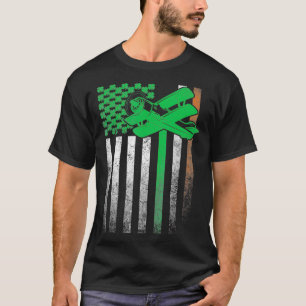 Pilot Aeroplane Irish American Flag St T-Shirt