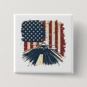 Pilot Airplane American Flag Plane Aviation 15 Cm Square Badge