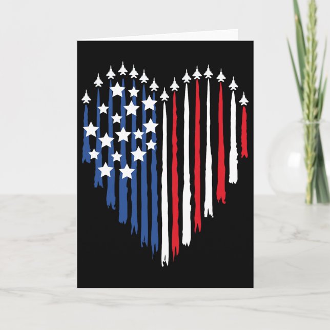 Pilot Airplane American Flag Plane Aviation Valent Card (Front)