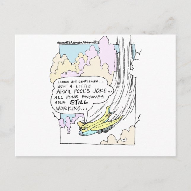 Pilot April Fools Cartoon Funny Gifts & Tees Postcard (Front)