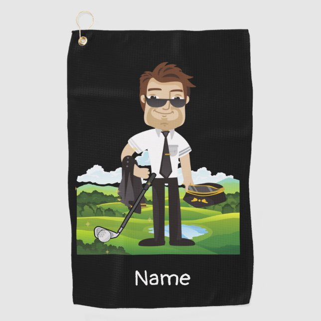 Pilot Aviation Industry Golfer at golf ball  Golf Towel (Front)