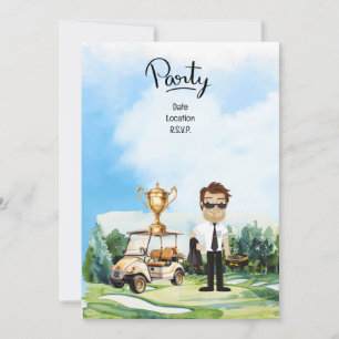 Pilot Aviation Industry Golfer at golf ball   Invitation