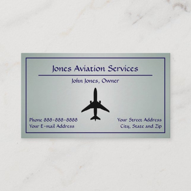 Pilot Aviation Service Jet Plane Business Card (Front)