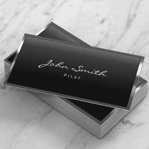 Pilot Aviator Modern Metal Border Professional Business Card