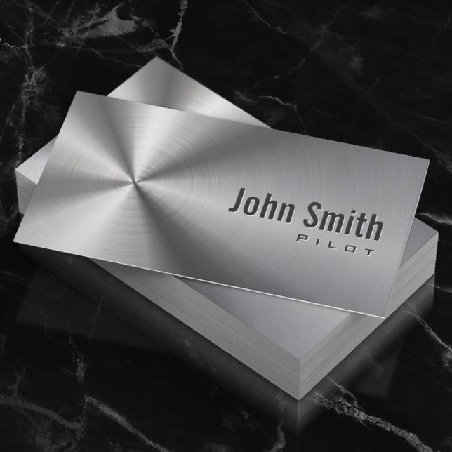 Pilot Aviator Stainless Steel Metallic Faux Metal Business Card (Creator Uploaded)