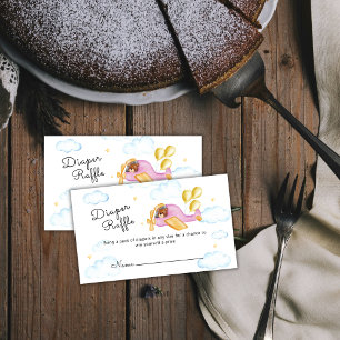 Pilot Bear Airplane Diaper Raffle Baby Shower  Enclosure Card