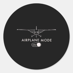 Pilot C172 Flying Gift Airplane Mode Short Sleeve Classic Round Sticker