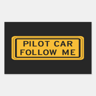Pilot Car Follow Me Rectangular Sticker