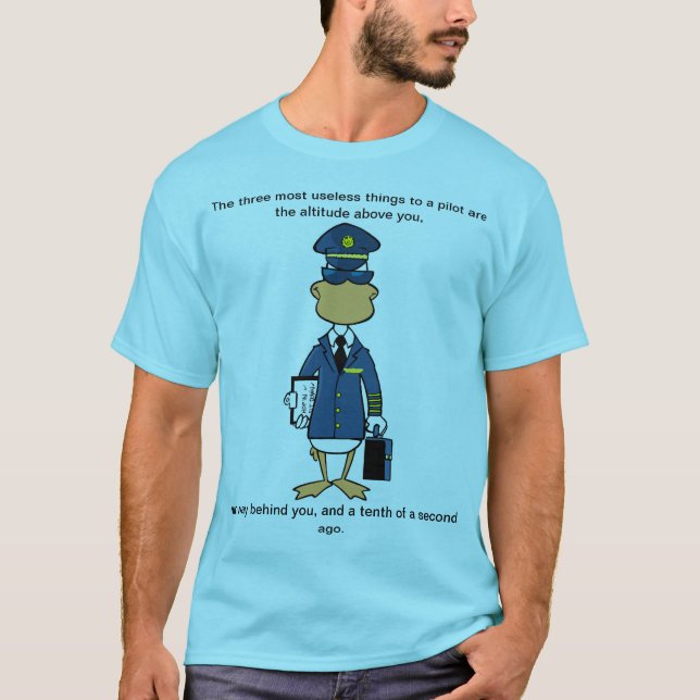 Pilot Cartoon Humour T-Shirt (Front)