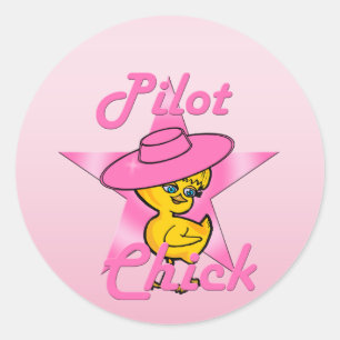 Pilot Chick #8 Classic Round Sticker