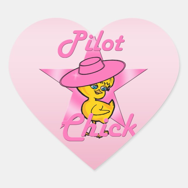 Pilot Chick #8 Heart Sticker (Front)