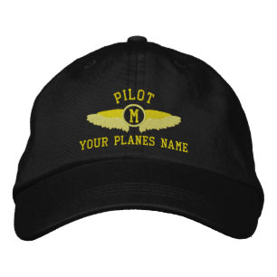 Pilot custom name and monogram embroidered hat