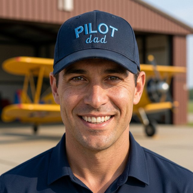 Pilot Dad Blue Aviation Custom Name Retirement Embroidered Hat (Creator Uploaded)
