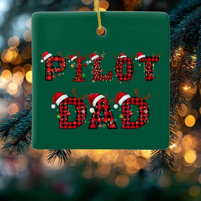 Pilot Dad Christmas Letters Lights Ornaments Funny (Creator Uploaded)