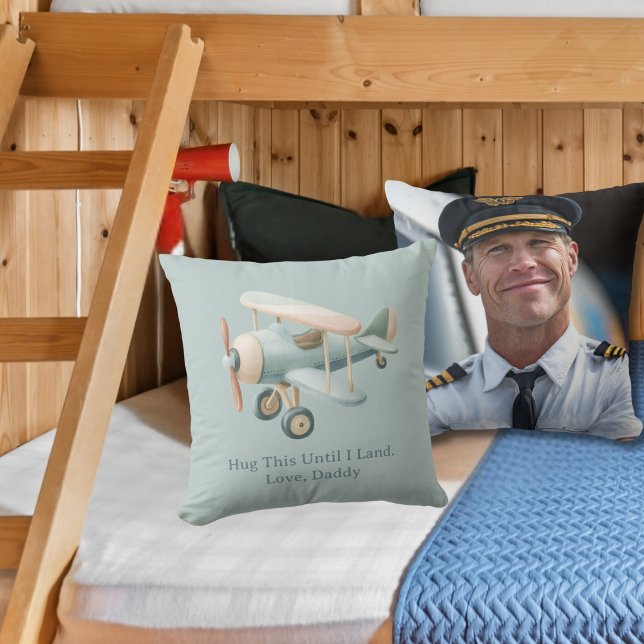 Pilot Dad Photo Hug This Until I Land Personalised Cushion (Creator Uploaded)