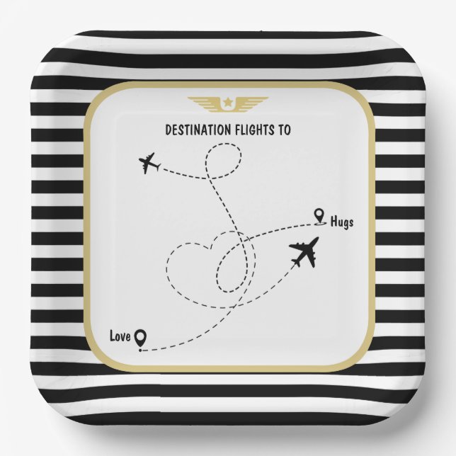 Pilot destination aviation paper plate (Front)