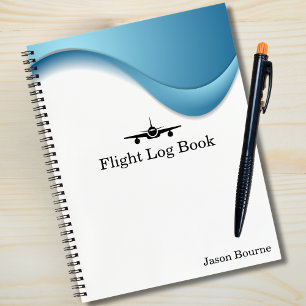 Pilot Flight Log Book Aeroplane Blue Aviation Cust
