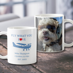 Pilot Fly What You Love Photo Blue Personalised Coffee Mug