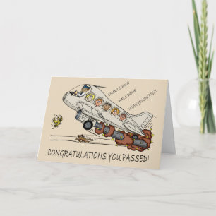 Pilot Flying Cartoon Aeroplane Card