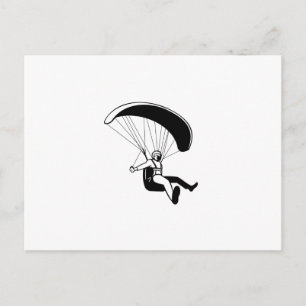 Pilot Flying Paraglider Paragliding Mascot Black a Postcard