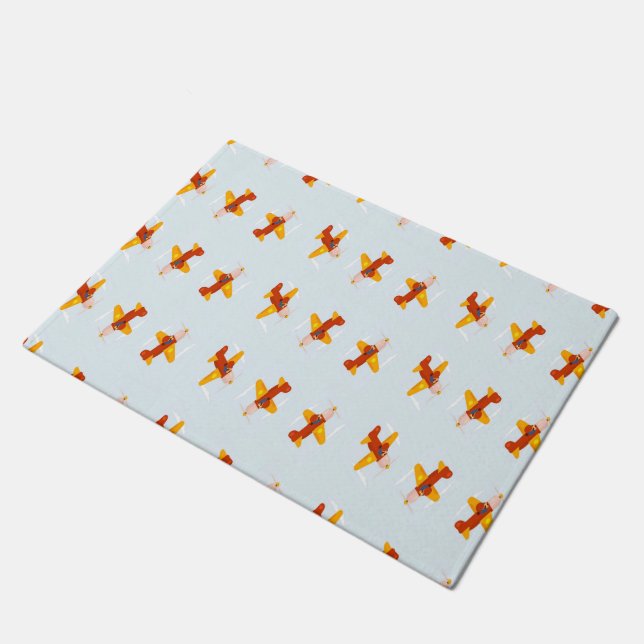 Pilot flying plane in the sky doormat (Angled)