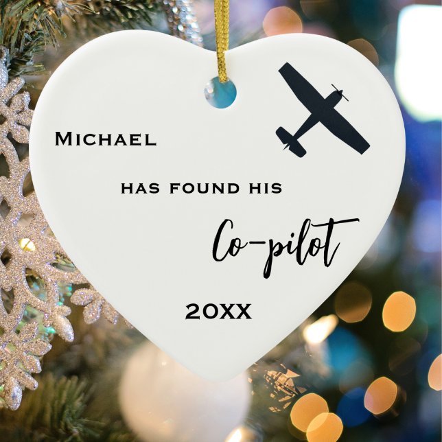 Pilot Found his Co-Pilot Aeroplane Photo custom  Ceramic Tree Decoration (back)