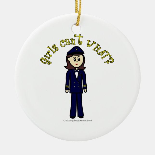 Pilot Girl Ceramic Tree Decoration (Front)