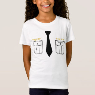 Pilot gold stars, black tie aviation white  T-Shirt