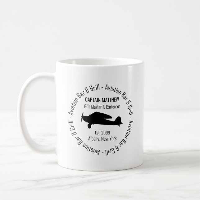 Pilot Grill Master Bartender Aviation Bar & Grill Coffee Mug (Left)