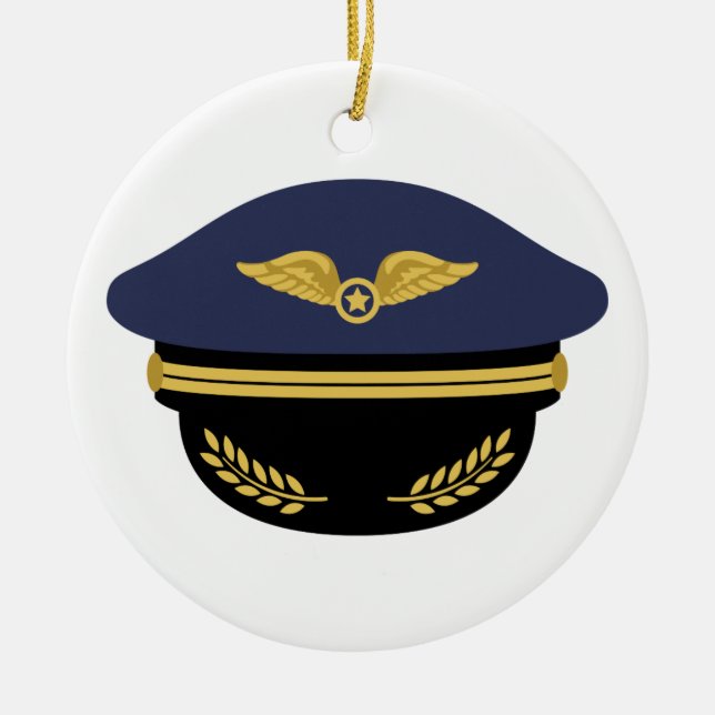 Pilot Hat Ceramic Tree Decoration (Front)