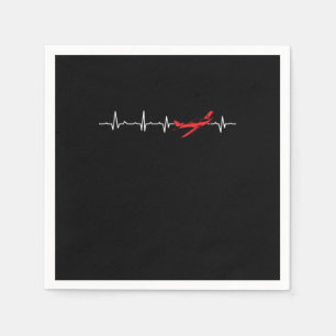 Pilot Heartbeat Aviator Flight Engineers Aeroplane Napkin