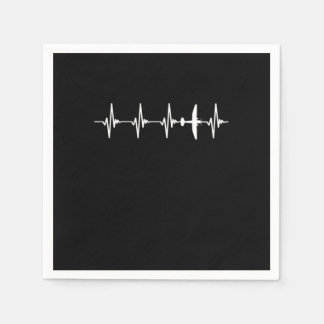 Pilot Heartbeat Plane Aviation Aeroplane Aviator Napkin