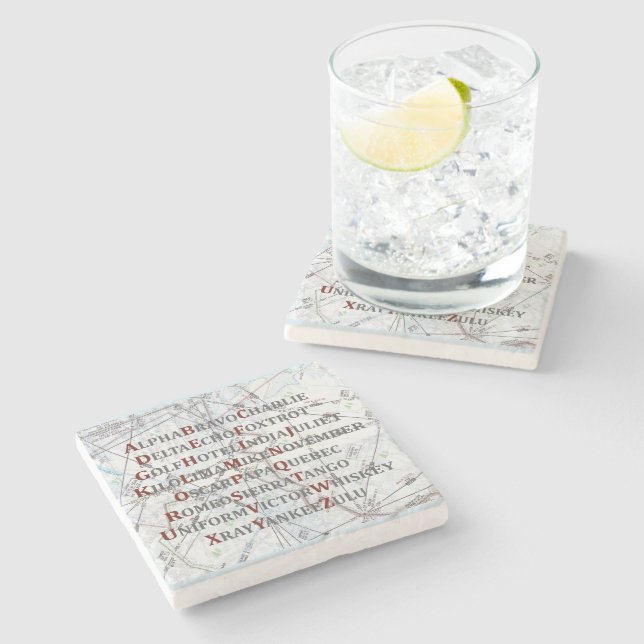 Pilot Home Gift, Aviation Alphabet Map Coaster (Side)