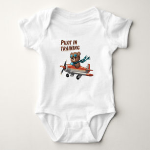 Pilot in Training Baby Outfit – Cute Bear Aviator  Bodysuit