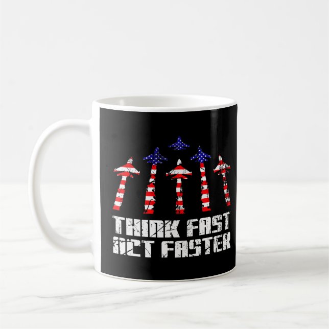 Pilot Jet Fighter Plane Aviation American Flag  Coffee Mug (Left)