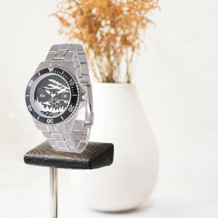 Pilot Life Typography & Aeroplane Mountains Sunset Watch