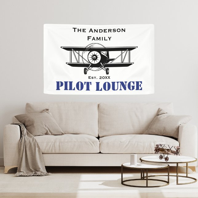 Pilot Lounge Cool Aeroplane Aviation Personalised Banner (Creator Uploaded)