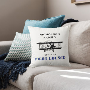 Pilot Lounge & Cool Airplane Aviation Personalized Cushion