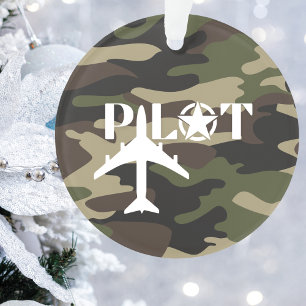 Pilot & Military aeroplane, Camouflage, Minimalist Ornament