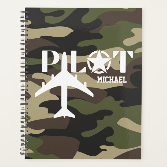 Pilot & Military aeroplane, Camouflage, Minimalist Planner (Front)