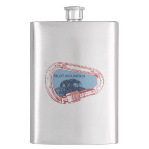 Pilot Mountain North Carolina Climbing Carabiner Hip Flask
