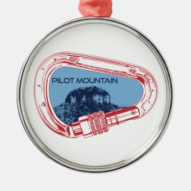 Pilot Mountain North Carolina Climbing Carabiner Metal Tree Decoration (Front)