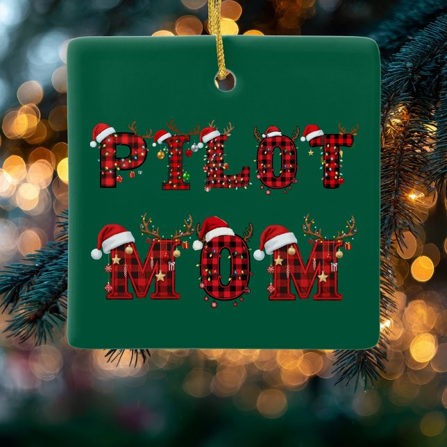 Pilot Mum Christmas Letters Lights Ornaments Funny (Creator Uploaded)