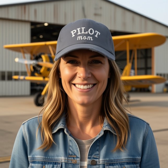 Pilot Mum Simple Aviation Custom Name Birthday Embroidered Hat (Creator Uploaded)