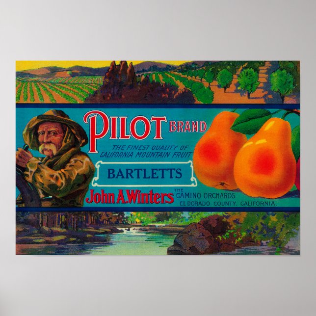 Pilot Pear Crate LabelEl Dorado County, CA Poster (Front)
