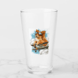 Pilot Pomeranian � Flying Ace Dog Glass