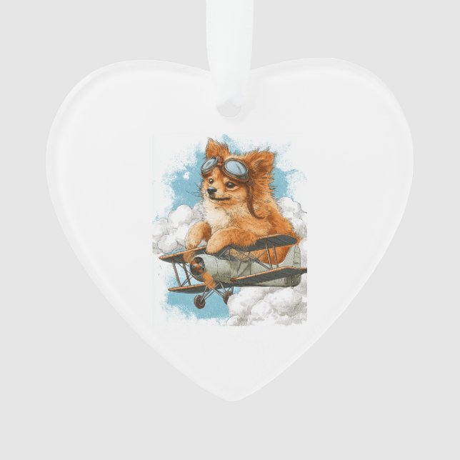 Pilot Pomeranian � Flying Ace Dog Ornament (Front)