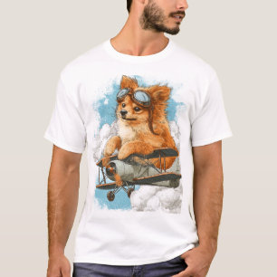 Pilot Pomeranian � Flying Ace Dog T-Shirt