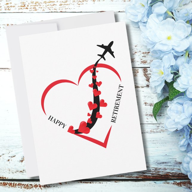 Pilot Retirement Airplane Heart Photo Aviation  Holiday Card (Creator Uploaded)