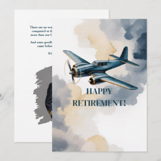 Pilot Retirement Photo Airplane Crew Blue Gold  Invitation